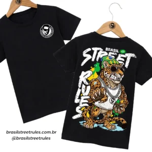 Camiseta Preta Coleção Brasil Street Rules Onça Pintada