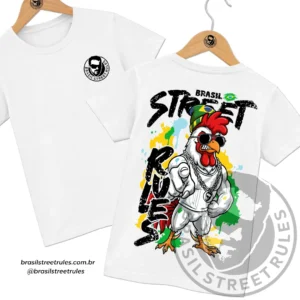 Tshirt Brasil Street Rules Galo Branca